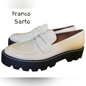 Franco Sarto Women's Balin Lug Sole Cream Chunk Loafers Size 10M NWOT